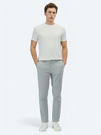 Ekru Düz Bisiklet Yaka T-Shirt