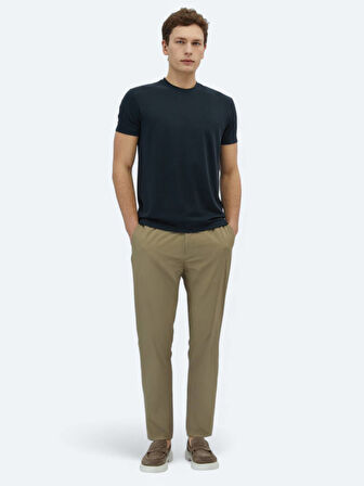 Siyah Düz Bisiklet Yaka T-Shirt