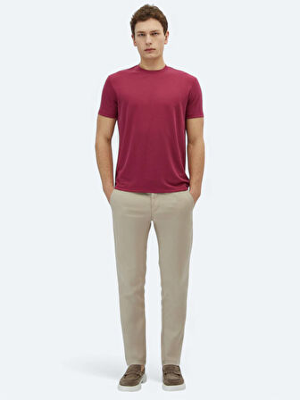 Mürdüm Düz Bisiklet Yaka T-Shirt