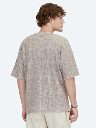 Antrasit Baskılı Bisiklet Yaka Pamuk Karışımlı T-Shirt