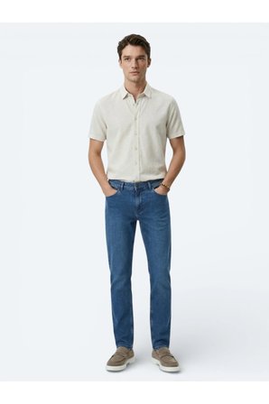 Bej Desenli Regular Fit Casual Gömlek