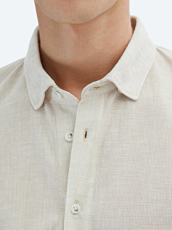 Bej Desenli Regular Fit Casual Gömlek