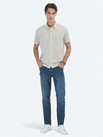 Bej Desenli Regular Fit Casual Gömlek