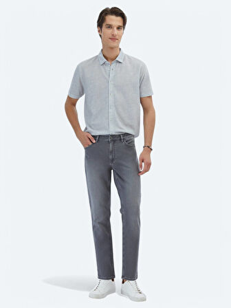 Gri Desenli Regular Fit Casual Gömlek