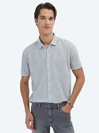 Gri Desenli Regular Fit Casual Gömlek