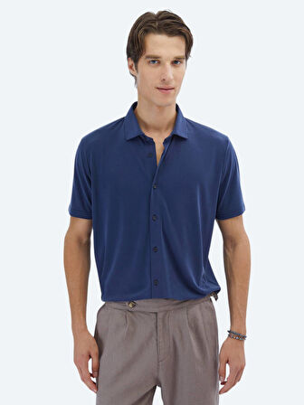 İndigo Düz Regular Fit Casual Gömlek