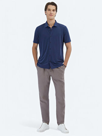 İndigo Düz Regular Fit Casual Gömlek