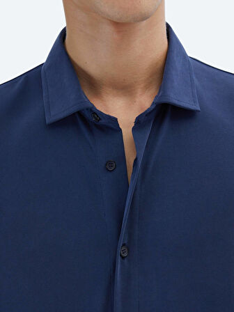 İndigo Düz Regular Fit Casual Gömlek