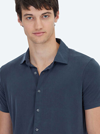Antrasit Düz Regular Fit Casual Gömlek