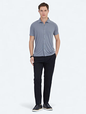 Gri Düz Regular Fit Casual Gömlek