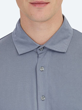 Gri Düz Regular Fit Casual Gömlek
