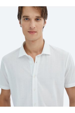 Kip Erkek Desenli Regular Fit Casual Gömlek GM-5872 Beyaz