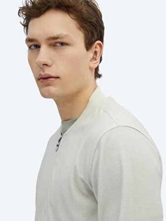 Bej Regular Fit Casual Örme Mont