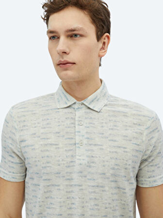 Taş Baskılı Polo Yaka Pamuk Karışımlı T-Shirt