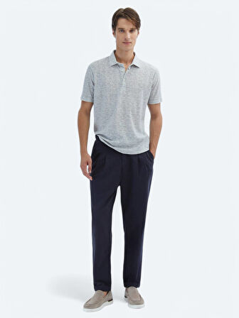 Bej Baskılı Polo Yaka Pamuk Karışımlı T-Shirt