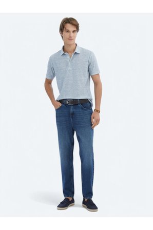 Mavi Baskılı Polo Yaka Pamuk Karışımlı T-Shirt