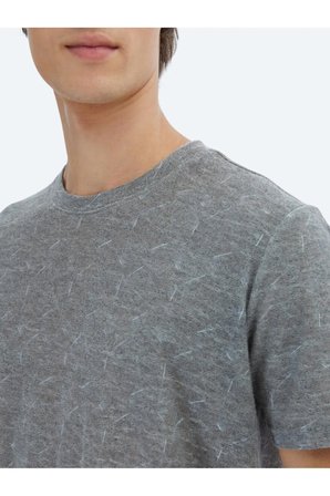 Lacivert Baskılı Bisiklet Yaka Pamuk Karışımlı T-Shirt