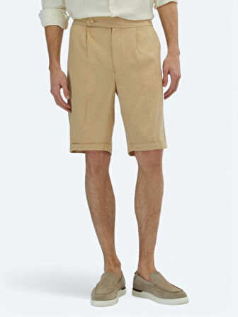 Deve Tüyü Dokuma Carrot Fit Casual Bermuda