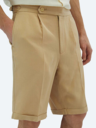 Deve Tüyü Dokuma Carrot Fit Casual Bermuda