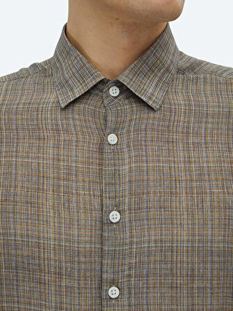 Vizon Baskılı Regular Fit Dokuma Casual Gömlek