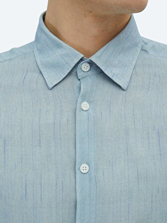 Mavi Baskılı Regular Fit Dokuma Casual Gömlek