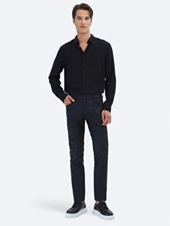 Siyah Regular Fit Dokuma Klasik Gömlek