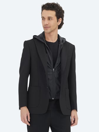 Siyah Düz Modern Fit Örme Ceket