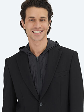 Siyah Düz Modern Fit Örme Ceket