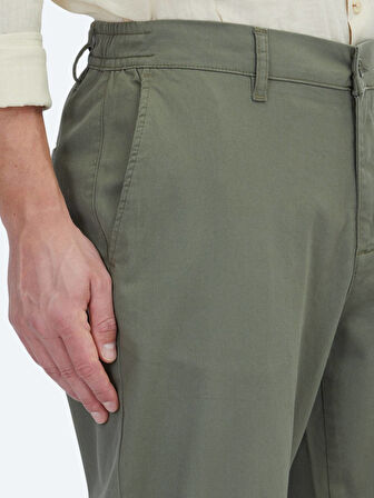 Haki Düz Dokuma Jogging Fit Casual Pamuk Karışımlı Pantolon
