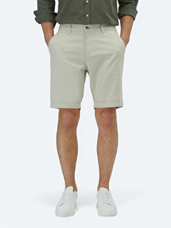 Taş Düz Dokuma Slim Fit Casual Pamuk Karışımlı Bermuda