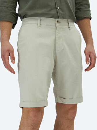 Taş Düz Dokuma Slim Fit Casual Pamuk Karışımlı Bermuda