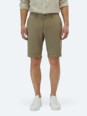 Vizon Düz Dokuma Slim Fit Casual Pamuk Karışımlı Bermuda