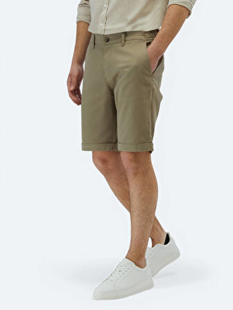Vizon Düz Dokuma Slim Fit Casual Pamuk Karışımlı Bermuda