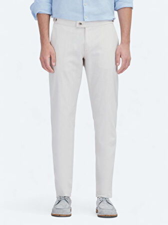 Bej Dokuma Fitted Fit Smart Casual Pamuk Karışımlı Pantolon