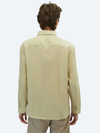 Limon Küfü Düz Oversize Fit Dokuma Casual Gömlek