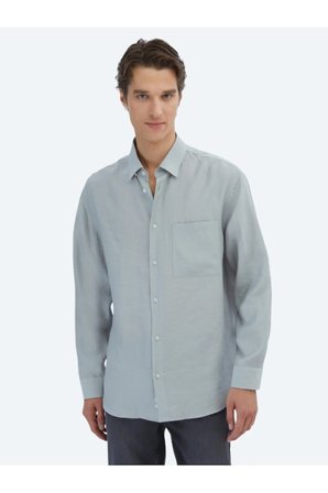 Gri Düz Oversize Fit Dokuma Casual Gömlek