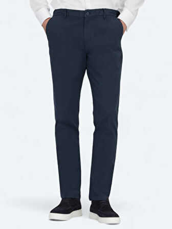 Lacivert Dokuma Jogging Fit Casual Pamuk Karışımlı Pantolon