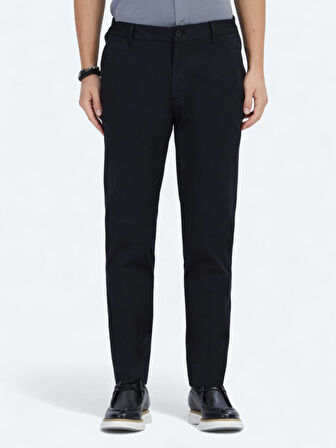 Siyah Dokuma Jogging Fit Casual Pamuk Karışımlı Pantolon