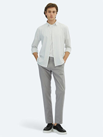 Siyah Çizgili Regular Fit Casual Pamuk Karışımlı Gömlek