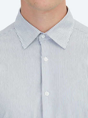 Siyah Çizgili Regular Fit Casual Pamuk Karışımlı Gömlek