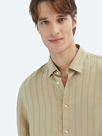 Limon Küfü Oversize Fit Dokuma Casual Gömlek