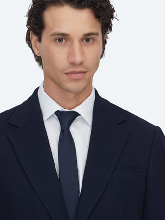 Lacivert Düz Modern Fit Pamuk Karışımlı Örme Takım Elbise