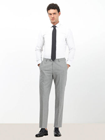 Beyaz Düz Slim Fit Dokuma Klasik Pamuk Karışımlı Gömlek