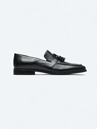 Siyah Deri Klasik Loafer