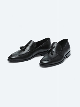 Siyah Deri Klasik Loafer