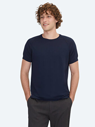 Lacivert Bisiklet Yaka Jakarlı Triko