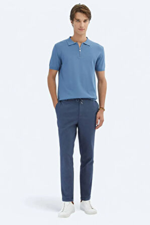 Kip Erkek Polo Yaka Düz Örgü Triko TRK-1573 Mavi