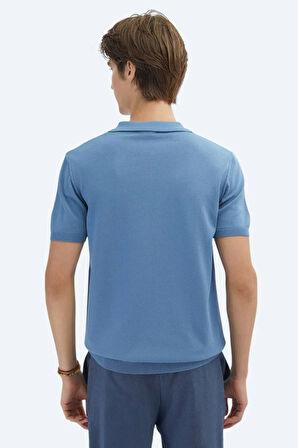 Kip Erkek Polo Yaka Düz Örgü Triko TRK-1573 Mavi