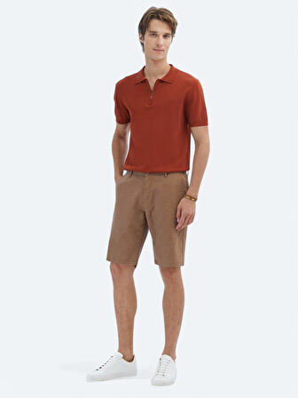 Kiremit Polo Yaka Düz Örgü Triko