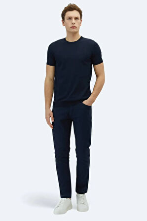 Kip Erkek Bisiklet Yaka Düz Örgü Triko TRK-1572 Lacivert